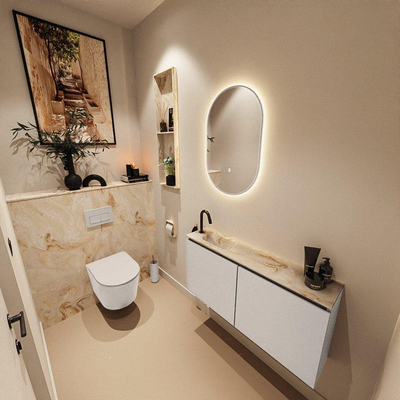 MONDIAZ TURE-DLUX 100cm toiletmeubel Linen. EDEN wastafel Frappe positie links. Met 1 kraangat.