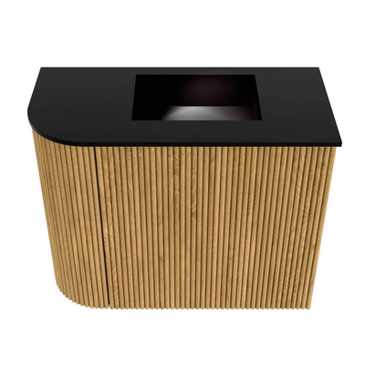 Mondiaz JOYA 51.6cm toiletmeubel - ronding links kleur Oak - Wastafel FAYE positie Rechts Zonder kraangat kleur Urban.
