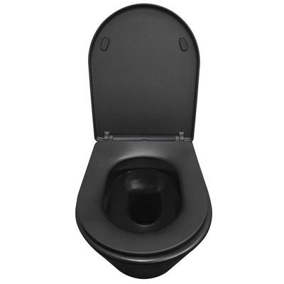 Wiesbaden Vesta WC suspendu – sans bride – profondeur 52 cm – avec abattant fin (slim) softclose Shade – noir mat