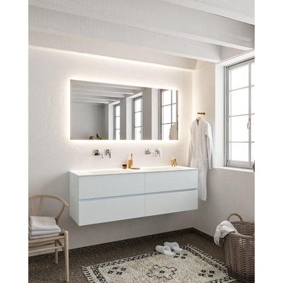 ENSEMBLE DE MEUBLE MONDIAZ VICA - 150 cm - 4 tiroirs - lavabo Cloud double - 0 trous de robinet - solid surface argile