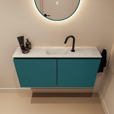 MONDIAZ TURE-DLUX Meuble toilette - 100cm - Smag - EDEN - vasque Opalo - position centrale - 1 trou de robinet