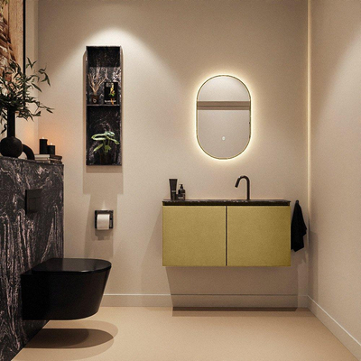 MONDIAZ TURE-DLUX 100cm toiletmeubel Oro. EDEN wastafel Lava positie midden. Met 1 kraangat.