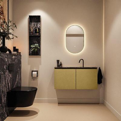 MONDIAZ TURE-DLUX Meuble toilette - 100cm - Oro - EDEN - vasque Lava - position centrale - 1 trou de robinet