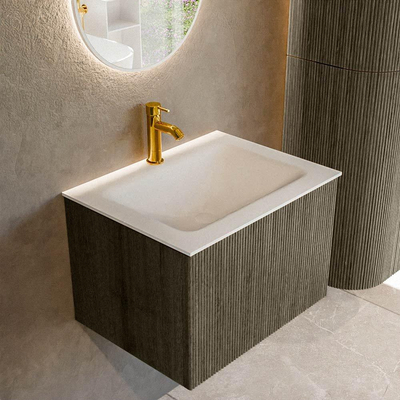Mondiaz KURVE Ensemble de meuble de salle de bains - 60x46x40cm - 1 tiroir - lavabo solid surface - central - 1 trou de robinet - Shadow