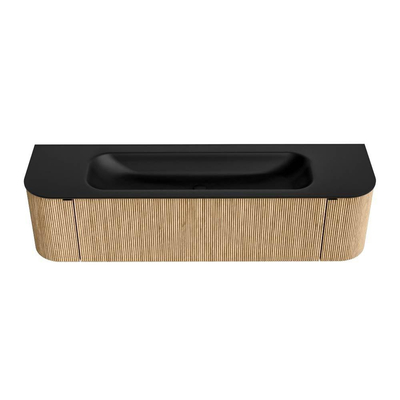 MONDIAZ KURVE meuble de salle de bains 170 cm avec module 25 Len R couleur Oak avec 1 tiroir et 2 portes. Lavabo BIG LARGE central 1 trou de robinet Urban.