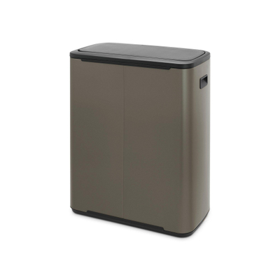 Brabantia Bo Touch Bin Poubelle - 2x30 litres - 2 seau intérieur en plastiques - platinum