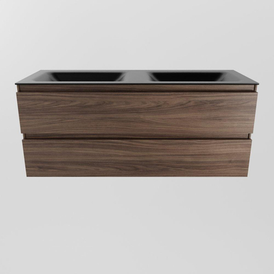 Mondiaz Aivy badmeubelset - 120x45x50cm - 0 kraangaten - 2 wasbakken urban Solid surface - Links en rechts - 2 lades - Zonder spiegel - Melamine Mocha