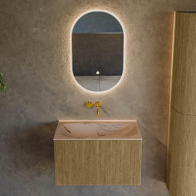 MONDIAZ KURVE-DLUX Meuble de salle de bains 70cm couleur Dusk avec 1 tiroir et 0 porte. Lavabo BIG SMALL Centre sans trou de robinet Arena.