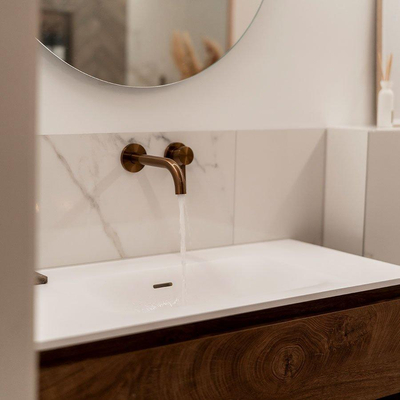 BRAUER Copper Edition Wastafelmengkraan inbouw - gebogen uitloop links - hendel lang smal - inclusief inbouwdeel - model A 1 - PVD - geborsteld koper