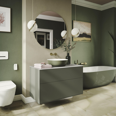 Villeroy & Boch Artis opzetwastafel - 43x43cm - zonder kraangat - zonder overloop - Sage Green (glans groen)