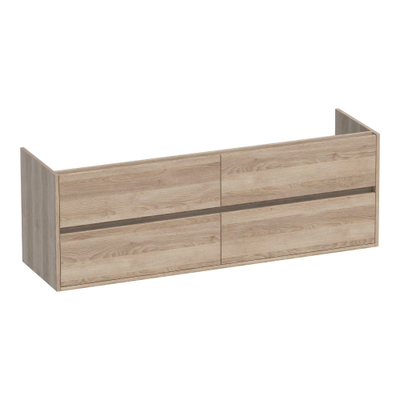 Saniclass Nexxt Meubles sous lavabo 160cm sans poignées avec 4 tiroirs et 2 trous pour siphon Legno Calore