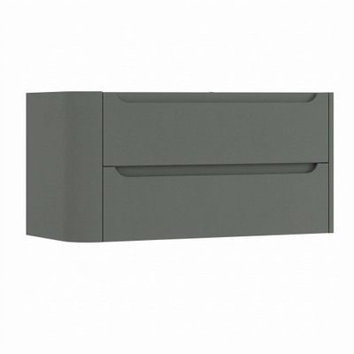 H&R Badmeubelen Juice Meuble sous lavabo - 100x45x50cm - angle gauche arrondi - 2 tiroirs - poignée intégrée - Petrol mat