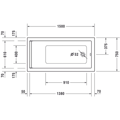 Duravit Starck baignoire encastrable en matière synthétique acrylique rectangulaire 150x75x46cm blanc