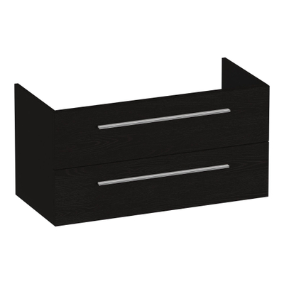BRAUER Trust Meuble sous-lavabo 100 sans poignées rapportées 2 tiroirs à fermeture en douceur et 1 découpe pour siphon - Timber Black