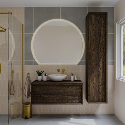 Saniclass Holz Framse Armoire haute - 140x35x38cm - 2 portes - Chêne charcoal