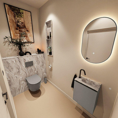 MONDIAZ TURE-DLUX 40cm toiletmeubel Smoke. EDEN wastafel Glace positie rechts. Met 1 kraangat.
