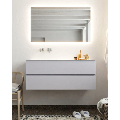 Mondiaz VICA ensemble de meuble de salle de bain - 120cm - meuble sous-vasque cale - 2 tiroirs - lavabo cloud gauche - sans trou de robinet - miroir LED - version XL 60cm haut