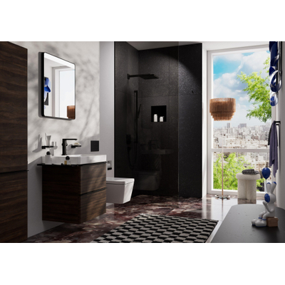 Hansgrohe Xarita Lite Q Spiegel - 60x70cm - led verlichting - Horizontaal - wandschakelaar - mat zwart