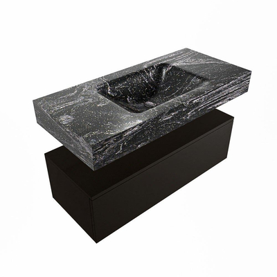 Mondiaz ALAN-DLUX Ensemble de meuble - 100cm - meuble Urban mat - 1 tiroir - Lavabo Cloud Lava suspendu - vasque Centre - 0 trous de robinet