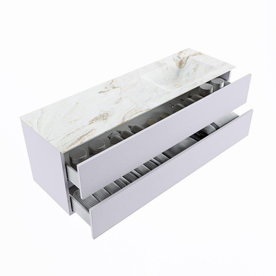 MONDIAZ VICA-DLUX Ensemble meuble de salle de bains - 150cm - meuble bas cale - 2 tiroirs - lavabo encastré cloud à droite - sans trous de robinet - version haute 60cm - frape