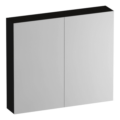 BRAUER Impress Deluxe armoire de toilette miroir - 80x70x15cm - éclairage interne et externe - 2 portes miroir double face - Timber Black