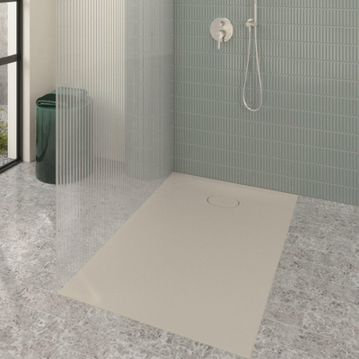 Villeroy & Boch Ecora douchebak - 120x80x3.5cm - afvoer korte zijde - almond (beige)