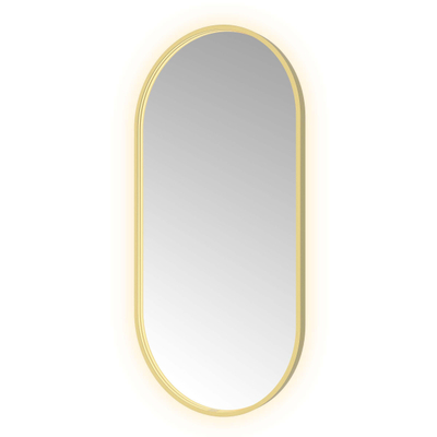 Hotbath &MORE Spiegel Oval - 60x120cm - direct en indirect LED - spiegelverwarming - dimbaar - met afstandsbediening - PVD - geborsteld messing goud