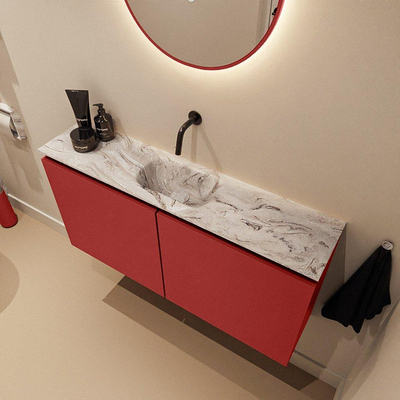 MONDIAZ TURE-DLUX 100cm toiletmeubel Fire. EDEN wastafel Glace positie midden. Zonder kraangat.