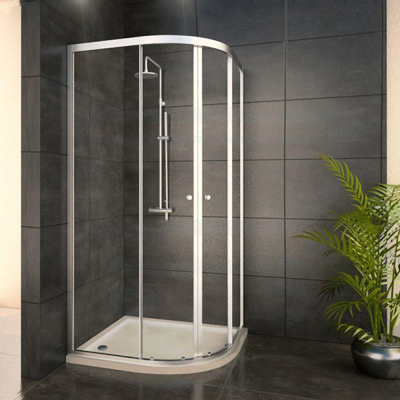 Adema Glass Cabine de douche Quart de rond avec 2 portes coulissantes 80x80x185cm verre transparent avec receveur de douche 4cm