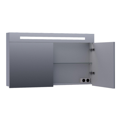 BRAUER 2.0 Armoire de toilette 120x70x15cm éclairage intégré rectangulaire 2 portes pivotantes MDF Gris mat