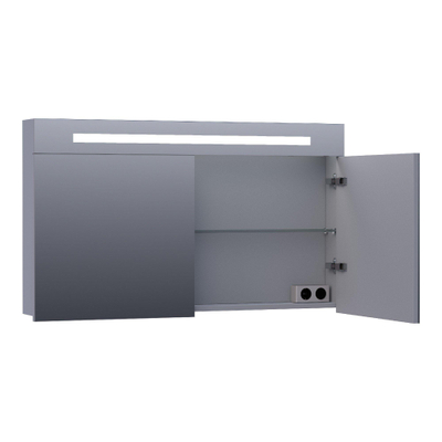 BRAUER Promise armoire de toilette - 120x70x15cm -- avec éclairage direct - 2 portes miroir unilatérales - gris mat