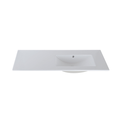 Saniclass Vygo Lavabo pour meuble - 121x2x46cm - trop-plein - 1 vasque à droite - sans trous de robinet - céramique - blanc brillant