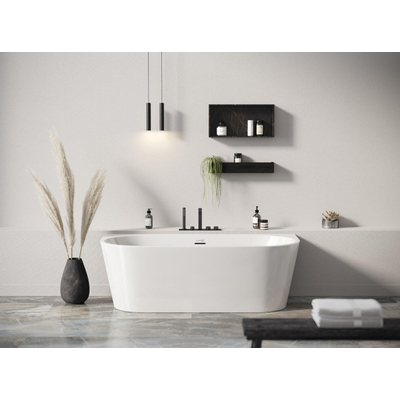 Looox Cool baignoire semi-îlot - 170x80x57cm - Acrylique blanc brillant