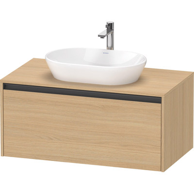 Duravit ketho 2 meuble sous lavabo avec plaque console avec 1 tiroir 100x55x45.9cm avec poignée anthracite chêne naturel mate