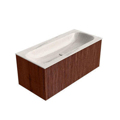 MONDIAZ KURVE-DLUX 100cm badmeubel kleur Ruby met 1 lade en 0 deuren. Wastafel BIG MEDIUM Midden zonder kraangat Meli.