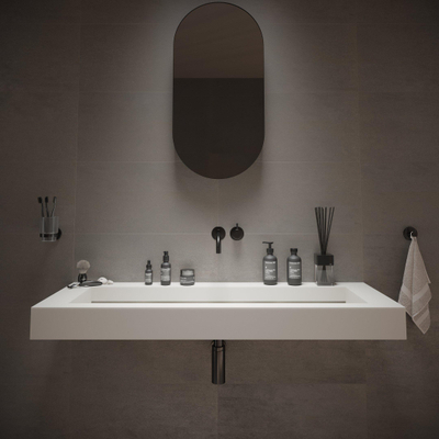 Ideavit Solidsquare B 10 Lavabo 120x46x10cm sans trou pour robinetterie Solid surface blanc mat