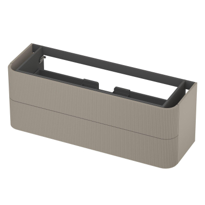 INK Concept R Wastafelonderkast - 140x45x52cm - 2 lades - opliggende grepen - gefreesd - afgeronde hoeken - MDF lak - mat creme cotton
