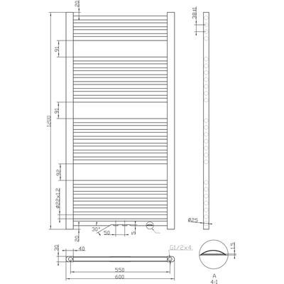Best Design Zwart Zero radiator recht model 1200x600mm