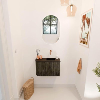 Mondiaz JOYA 61.6cm toiletmeubel - ronding links kleur Shadow - Wastafel FAYE positie Rechts Zonder kraangat kleur Urban.