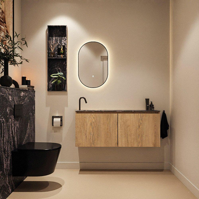 MONDIAZ TURE-DLUX Meuble toilette - 120cm - Washed Oak - EDEN - vasque Lava - position gauche - 1 trou de robinet