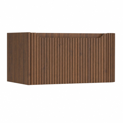 H&R Badmeubelen Juice Wastafelonderkast - 80x45x40cm - rechterhoek afgerond - 3D-front - 1 lade - geïntegreerde greep - dark oak