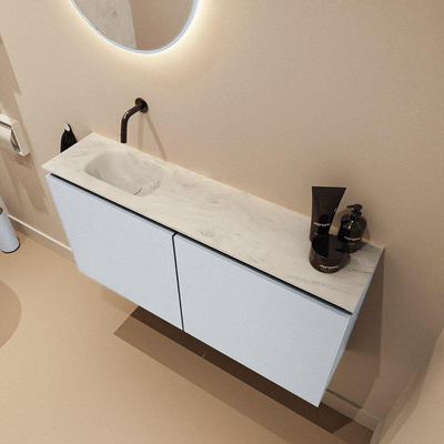 MONDIAZ TURE-DLUX 100cm toiletmeubel Clay. EDEN wastafel Opalo positie links. Zonder kraangat.