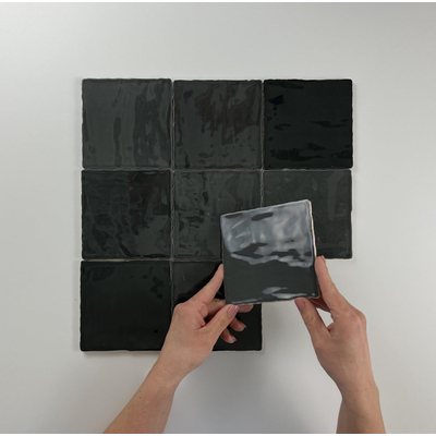 Terravito MalenoAnthracite glans handvorm 13x13