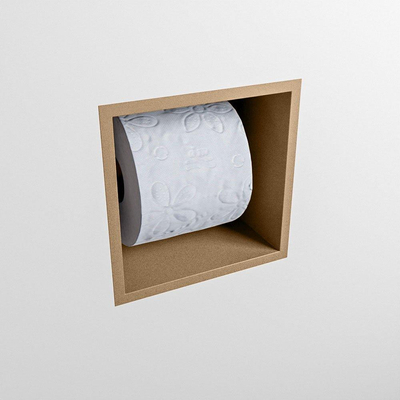 Mondiaz EASY Porte-rouleau de papier toilette - CUBE 169 - 16x16x16cm - solid surface - Oro
