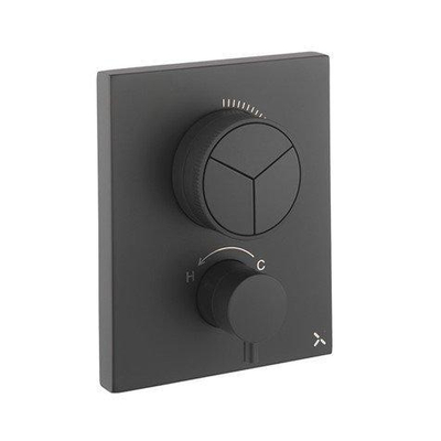 Crosswater Crossbox Inbouw douchekraan - thermostatisch - 3 functies - inclusief inbouwdeel - mat zwart