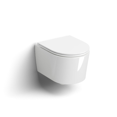Clou InBe hangtoilet – compact – spoelrandloos – 36,5 x 48 cm – met softclose zitting – glans wit