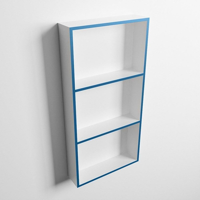 Mondiaz Easy nis 29.5x59.5x8cm voor Inbouw/opbouw 3 open vakken Solid surface Talc/Jeans