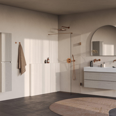 BRAUER Void Inloopdouche - 50x200cm - glascoating - helder glas - geborsteld koper PVD