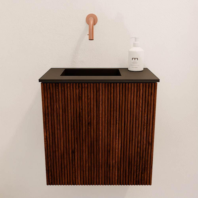 Mondiaz JOYA 40cm toiletmeubel - kleur Ruby - Wastafel FAYE positie Links Zonder kraangat kleur Urban.