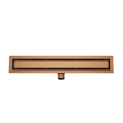 Wiesbaden Douchegoot met flens en tegelrooster 90 x 7 cm geborsteld brons koper PVD